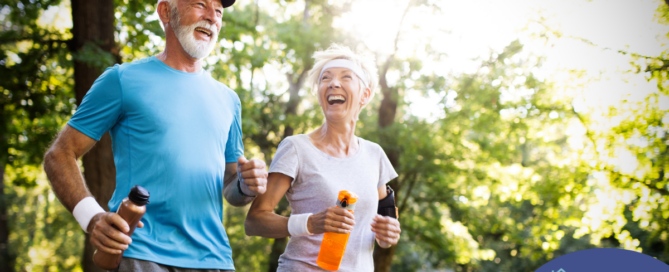 A senior couple enjoys walking outdoors, one of many activities for seniors that can help them stay healthy.